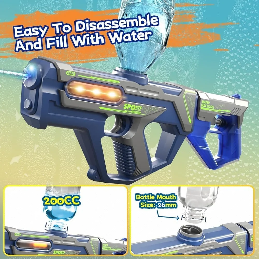 Blue Electric Holi Gun for Kids | Automatic Color Spray Water Gun | Rechargeable Holi Pichkari Toy for Boys & Girls