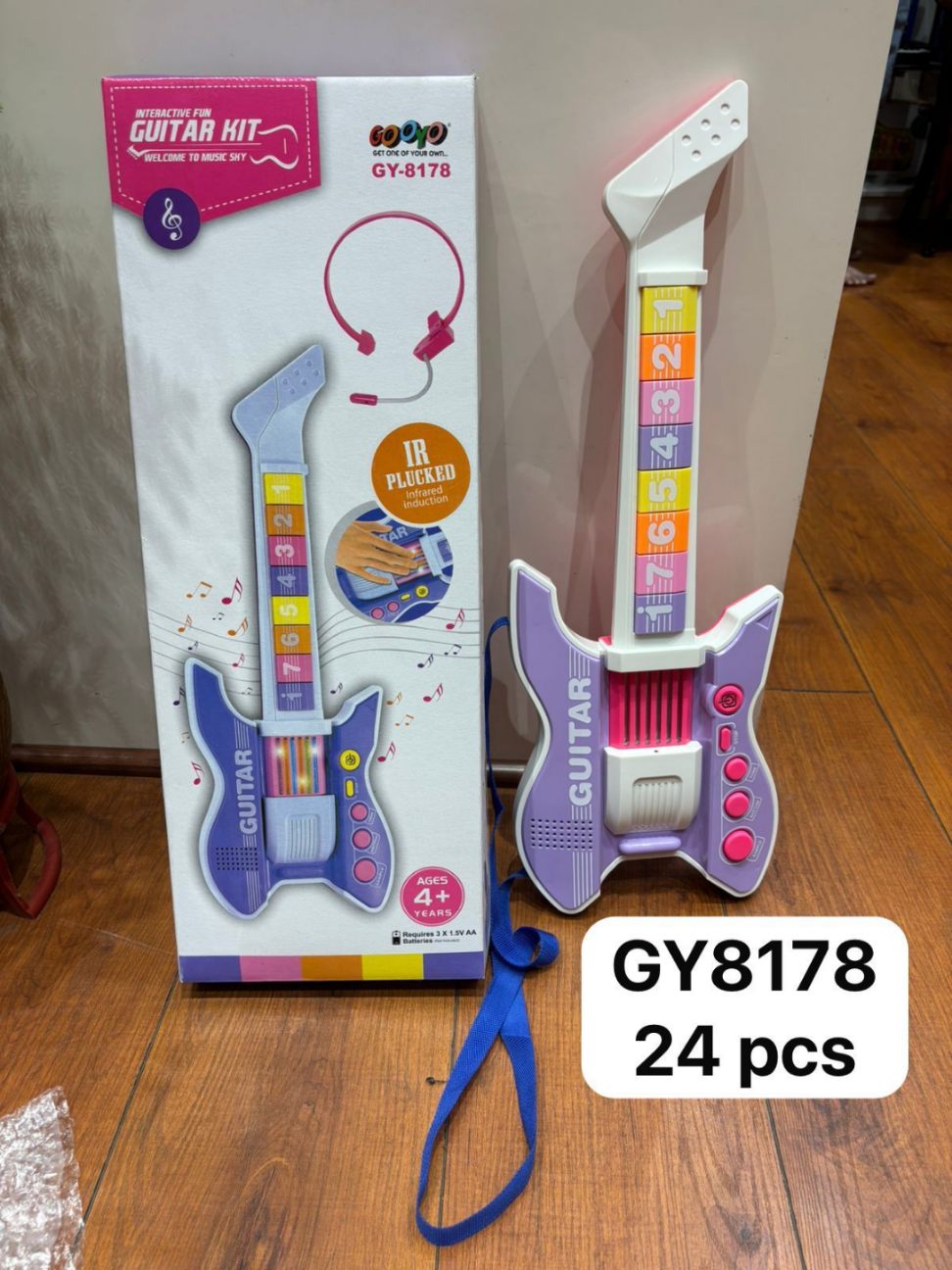 Lallafy Interactive Guitar Kit (Bulk) | Musical Learning Guitar Toy with Light & Sound | Educational Music Toy for Kids