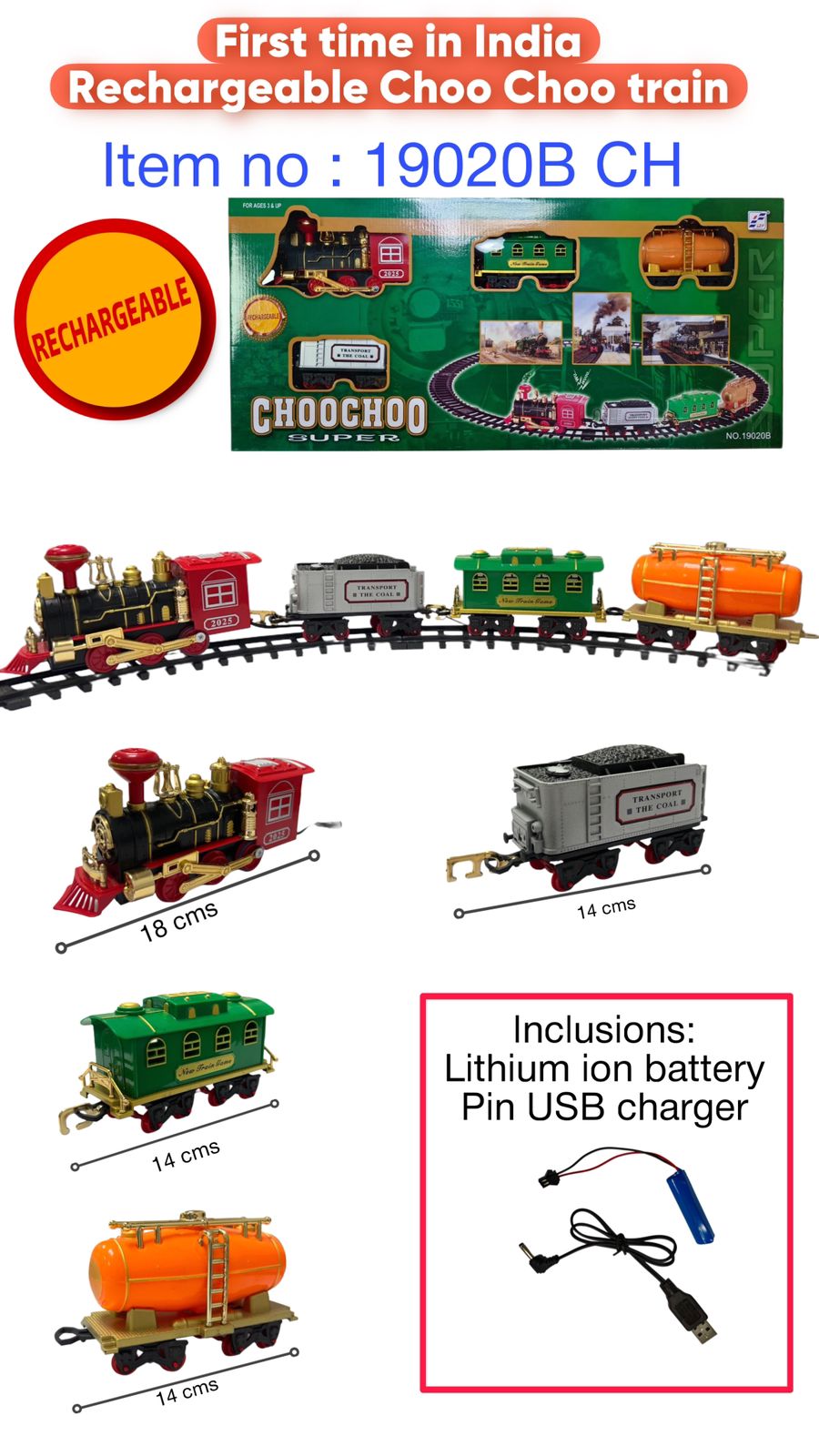 Lallafy Choo Choo Train Toy (Bulk) | Musical Light & Sound Train Set | Battery Operated Railway Adventure Toy for Kids