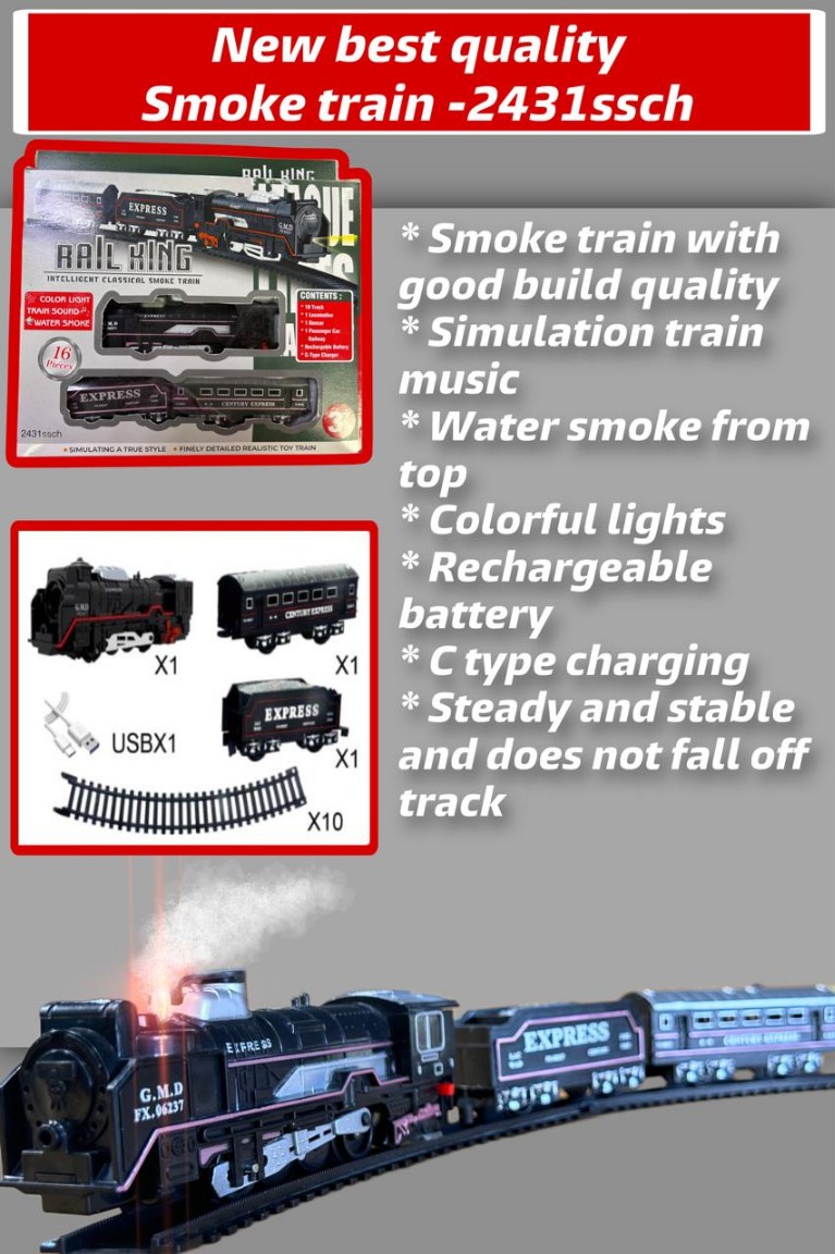 Lallafy Small Rail King Train Set (Bulk) | Battery Operated Railway Track Toy with Light & Sound | Educational Train Toy for Kids